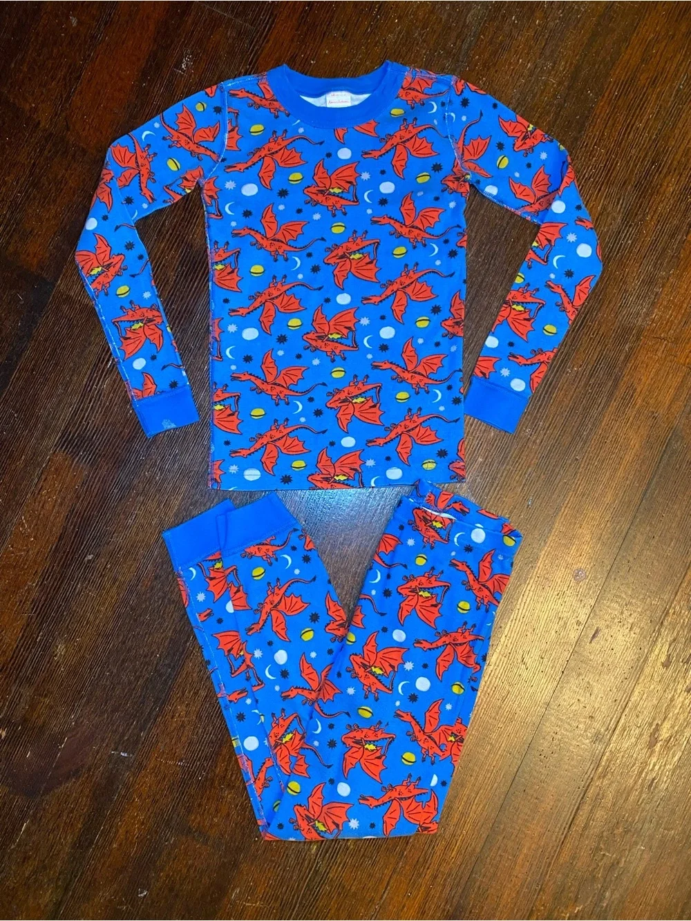 EUC HA Hanna Andersson Size 10 Dragon Long Sleeve Pajama Set Organic Cotton